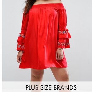Red off the shoulder dress ASOS